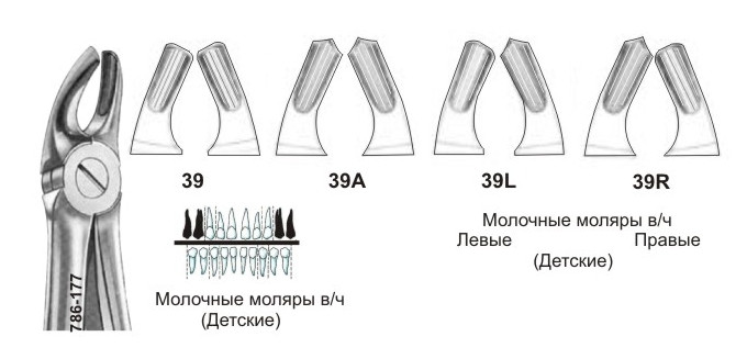 Щипцы №38 для удаления молочных резцов нижней челюсти