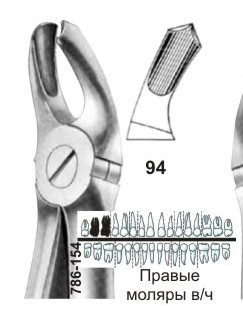 Щипцы №94 для удаления правых моляров верхней челюсти 