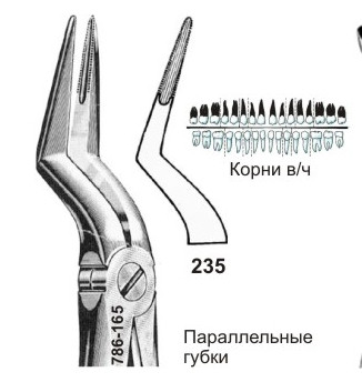 Щипцы №235 для удаления корней верхней челюсти (параллельные губки)